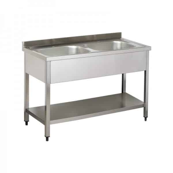 Plonge démontable, adossée, 2 bacs au centre, acier inoxydable, L 1000 x P 600 x H 950 mm Plonge démontable, adossée, 2 bacs au centre, acier inoxydable, L 1000 x P 600 x H 950 mm